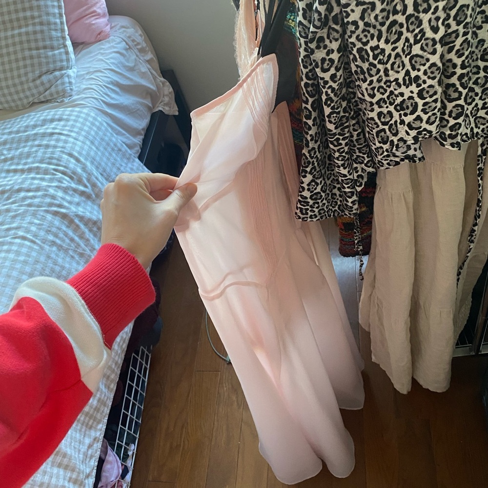 Anthropologie Pink Sheer Layer MIDI Dress - Picture 6 of 8